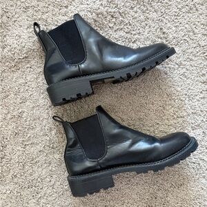 Forever 21 Black Leather-Look Chelsea Ankle Boots